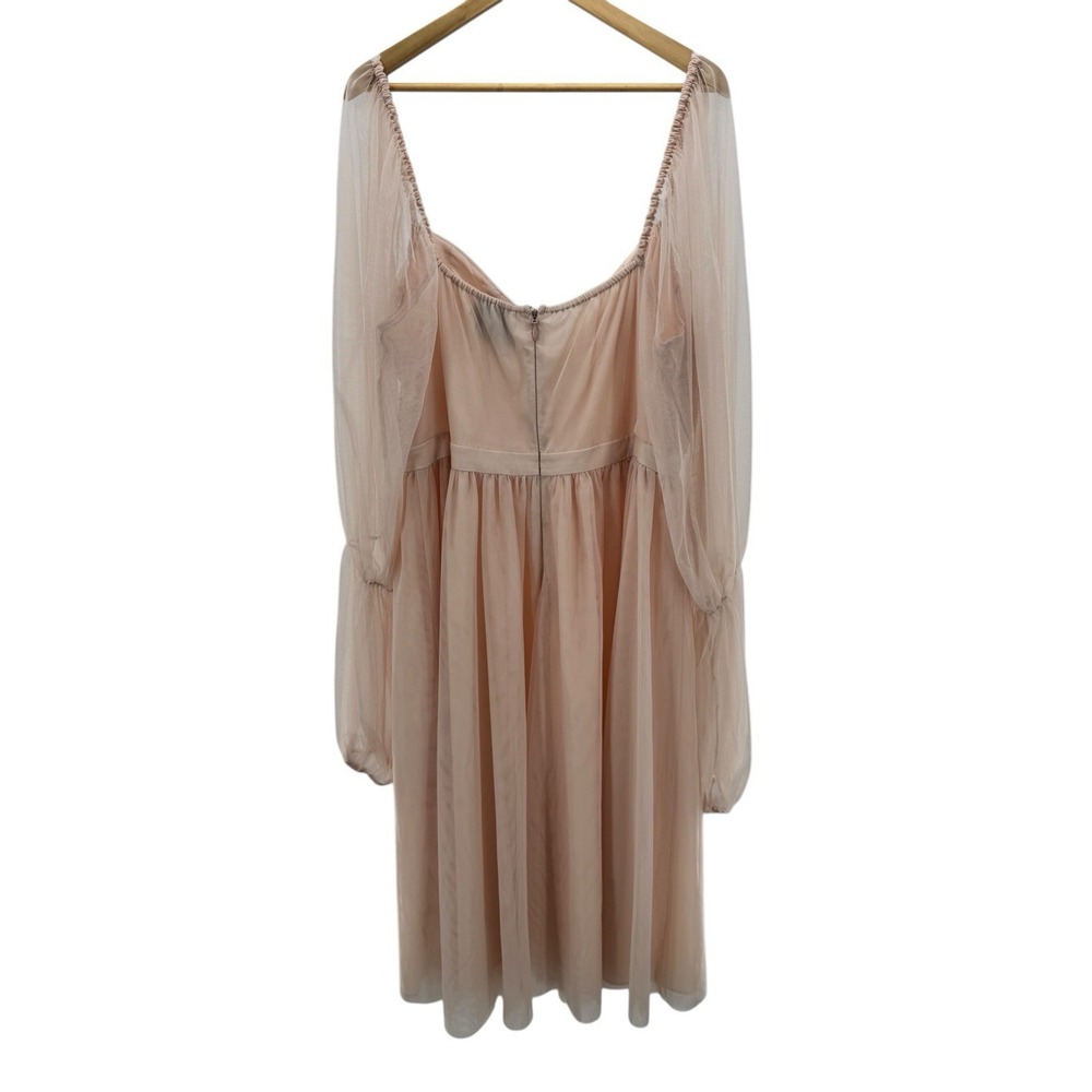 Nabela Noor x Eloquii Size 16 Tiered Puff Sleeve Tulle Midi Dress Blush‎ Pink - Picture 7 of 11